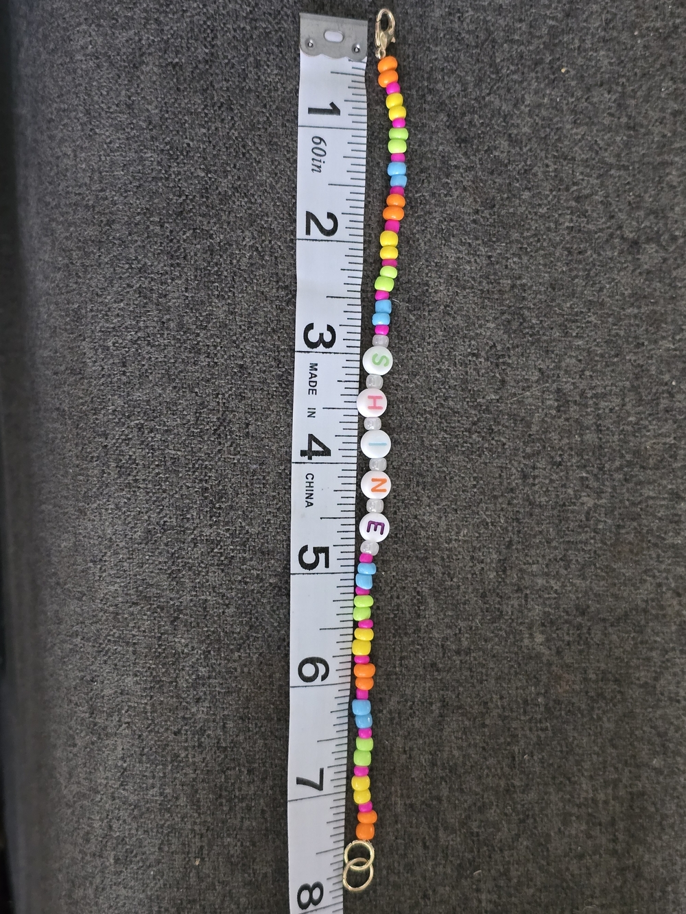 ​Neon Rainbow "SHINE" Beaded Word Bracelet NWT - Handmade Jewelry - Picture 4 of 5